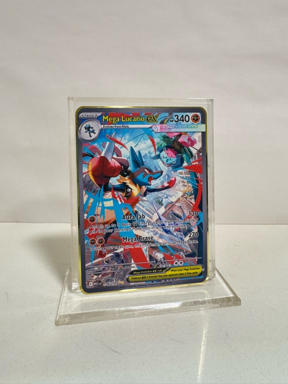 Pokemon Mega Lucario EX 179/132 Gold Metal Card Collectible/Gift/Fan Art